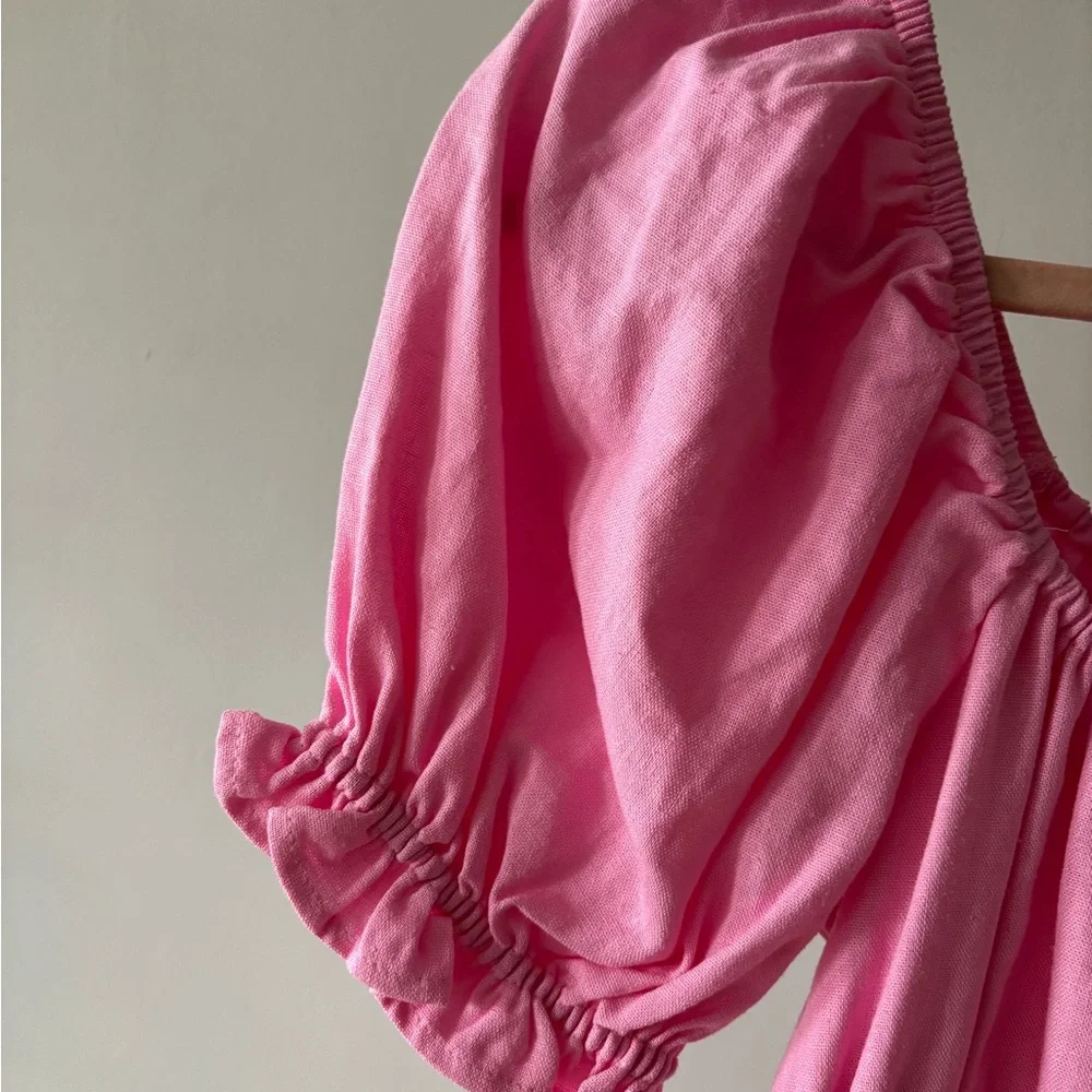 Romantic Pink Linen Dress - Picture 4 of 5
